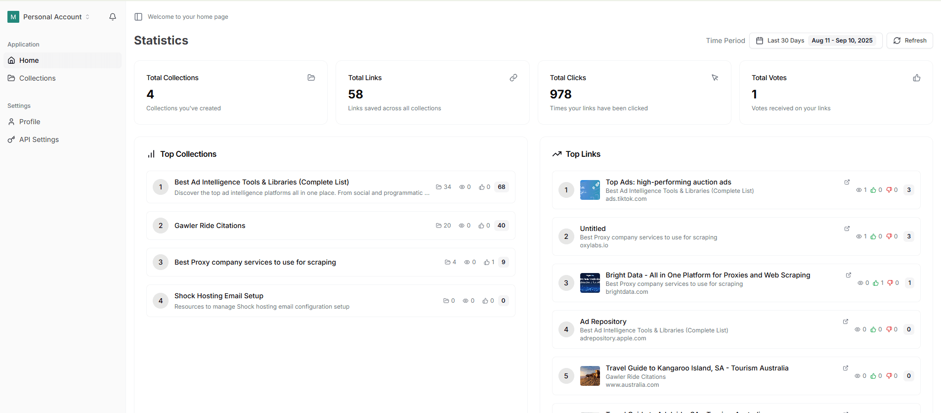 Collections Dashboard Preview